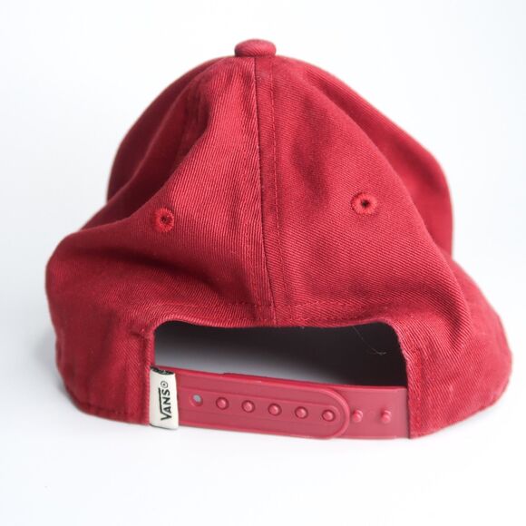 Vans Mens Logo Cap Red Burgundy White Stitch Baseball Snapback Punk Rock Skater - Picture 2 of 6